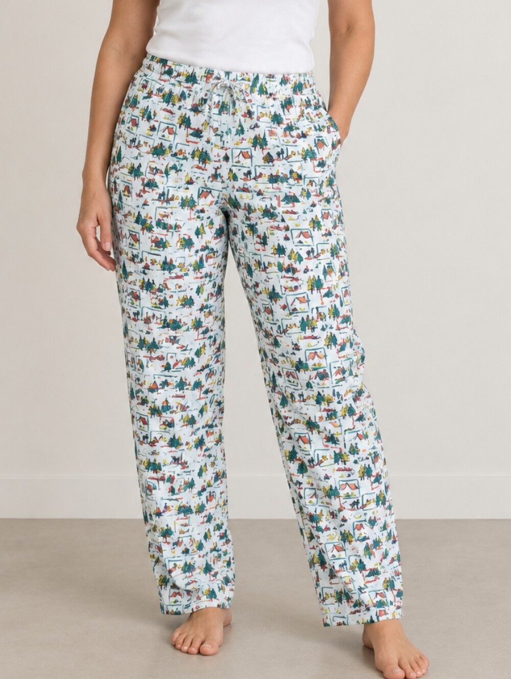 L.L. Bean Camp Print Pajama Lounge Pants Womens Size Large Petite